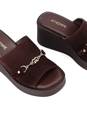 Женские сабо велюровые коричневые - фото 4 - Miraton