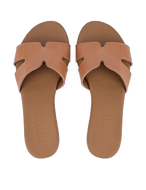 Жіночі шльопанці шкіряні коричневі - фото 1 - Miraton