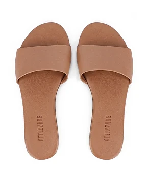 Женские шлепанцы кожаные коричневые - фото 1 - Miraton