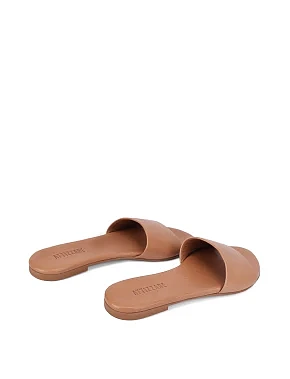 Женские шлепанцы кожаные коричневые - фото 3 - Miraton