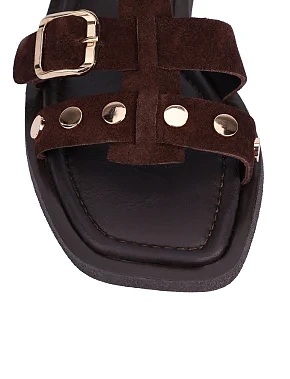 Женские сандалии велюровые коричневые - фото 1 - Miraton