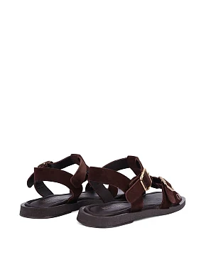 Женские сандалии велюровые коричневые - фото 3 - Miraton