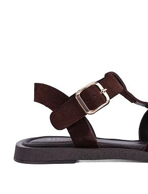 Женские сандалии велюровые коричневые - фото 4 - Miraton