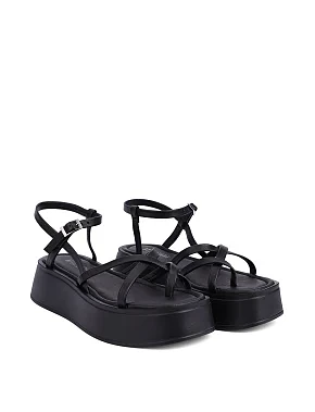 Женские босоножки кожаные черные - фото 2 - Miraton