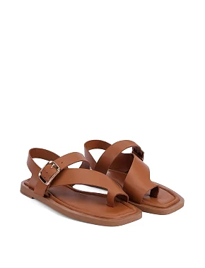 Женские сандалии кожаные коричневые - фото 2 - Miraton