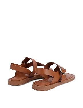 Женские сандалии кожаные коричневые - фото 3 - Miraton