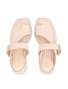 Женские сандалии кожаные рисового цвета - фото 1 - Miraton