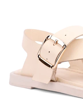 Женские сандалии кожаные рисового цвета - фото 4 - Miraton