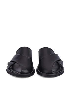 Женские слиперы кожаные черные - фото 4 - Miraton