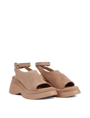 Женские босоножки велюровые бежевые - фото 2 - Miraton