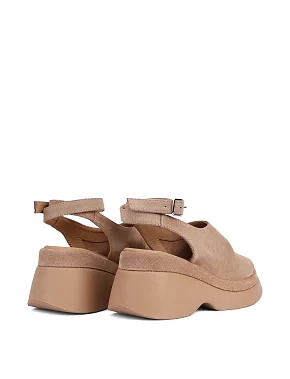 Женские босоножки велюровые бежевые - фото 3 - Miraton