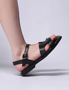 Женские сандалии кожаные черные - фото 7 - Miraton