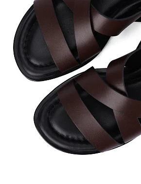 Женские сандалии кожаные коричневые - фото 1 - Miraton