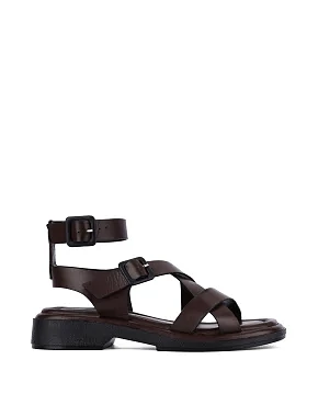 Женские сандалии кожаные коричневые - фото  - Miraton