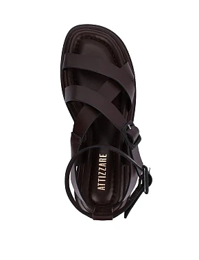 Женские сандалии кожаные коричневые - фото 1 - Miraton