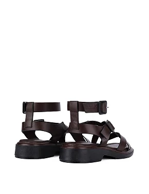 Женские сандалии кожаные коричневые - фото 3 - Miraton