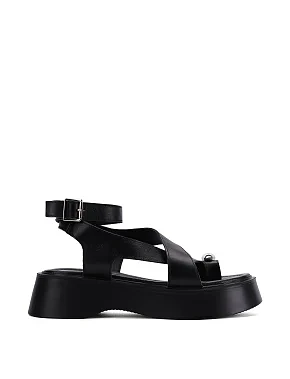 Женские босоножки кожаные черные - фото  - Miraton