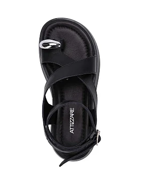 Женские босоножки кожаные черные - фото 1 - Miraton