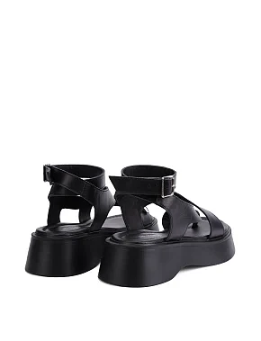 Женские босоножки кожаные черные - фото 3 - Miraton