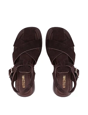 Жіночі сандалі велюрові коричневі - фото 1 - Miraton