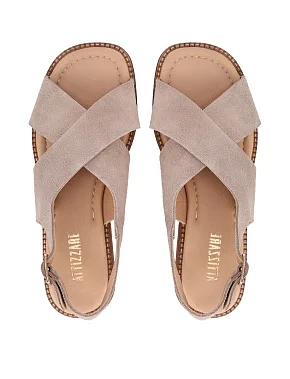 Женские сандалии велюровые бежевые - фото 1 - Miraton