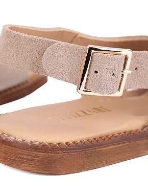 Женские сандалии велюровые бежевые - фото 4 - Miraton