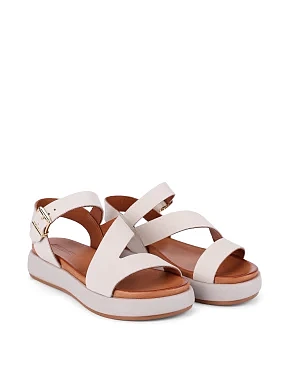 Женские сандалии кожаные рисового цвета - фото 2 - Miraton