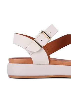 Женские сандалии кожаные рисового цвета - фото 5 - Miraton