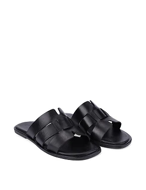 Женские шлепанцы кожаные черные - фото 2 - Miraton