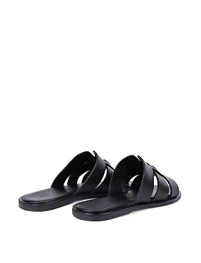 Женские шлепанцы кожаные черные - фото 3 - Miraton