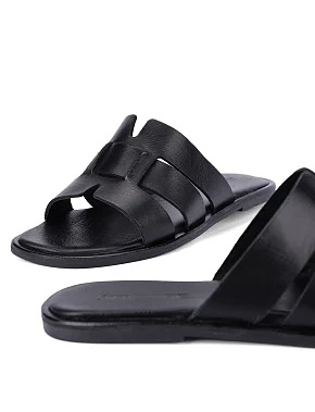 Жіночі шльопанці шкіряні чорні - фото 5 - Miraton