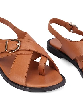 Жіночі сандалі шкіряні коричневі - фото 4 - Miraton