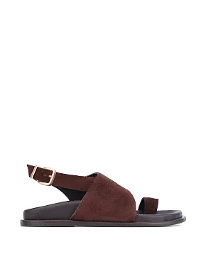 Жіночі сандалі велюрові коричневі - фото  - Miraton