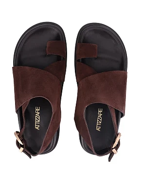 Жіночі сандалі велюрові коричневі - фото 1 - Miraton