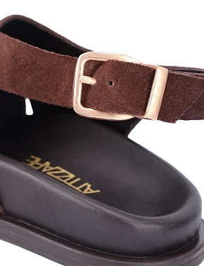 Жіночі сандалі велюрові коричневі - фото 4 - Miraton