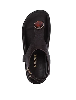 Женские сандалии кожаные коричневые - фото 1 - Miraton