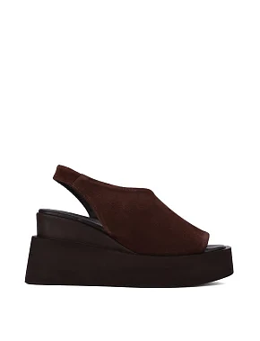 Жіночі босоніжки велюрові коричневі - фото  - Miraton