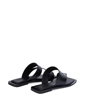 Женские шлепанцы кожаные черные - фото 3 - Miraton