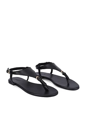 Женские сандалии кожаные черные - фото 2 - Miraton