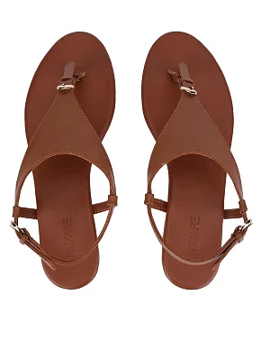 Женские сандалии кожаные коричневые - фото 1 - Miraton