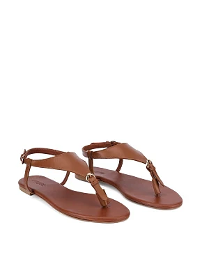 Женские сандалии кожаные коричневые - фото 2 - Miraton