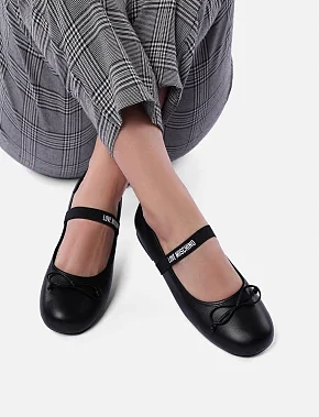 Женские балетки кожаные черные - фото 1 - Miraton