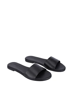 Женские шлепанцы кожаные черные - фото 2 - Miraton