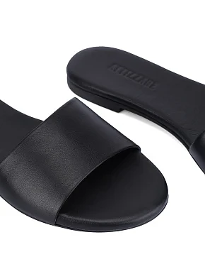 Женские шлепанцы кожаные черные - фото 4 - Miraton