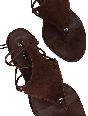 Женские босоножки JEFFREY CAMPBELL замшевые коричневые - фото 3 - Miraton