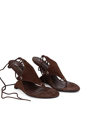 Женские босоножки JEFFREY CAMPBELL замшевые коричневые - фото 4 - Miraton