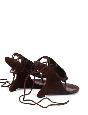 Женские босоножки JEFFREY CAMPBELL замшевые коричневые - фото 5 - Miraton