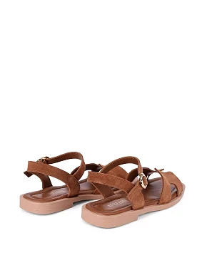 Женские сандалии велюровые бежевые - фото 3 - Miraton