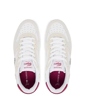 Жіночі кеди Lacoste T-CLIP шкіряні молочного кольору - фото 3 - Miraton