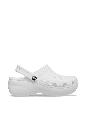 Женские сабо Crocs Classic Platform Clog резиновые белые - фото  - Miraton